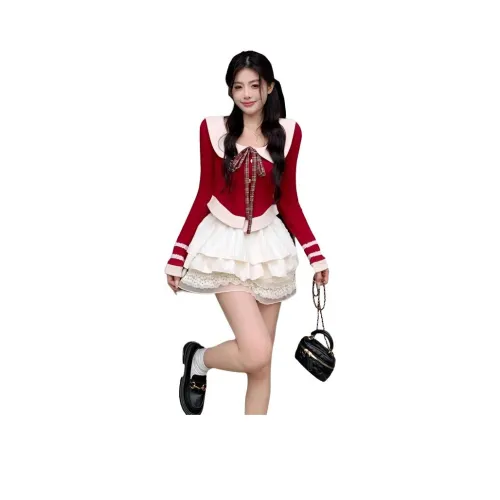 COHX Красный Женский Комплект с Юбкой