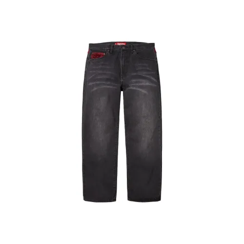 Supreme FW25 Леопард Искусственный мех Свободный крой Джинсы Джинсы Унисекс