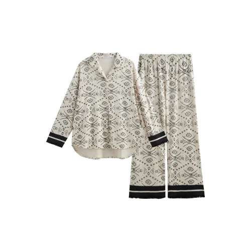 Same Language Пижамный комплект женский абрикосовый геометрический узор