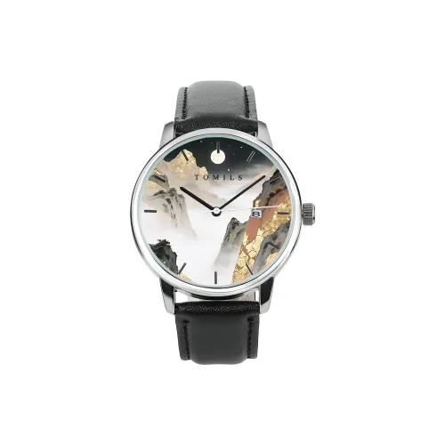 TOMILS Country Style Series Кварцевый механизм Коровья кожа Ремешок Часы Унисекс Золотой циферблат