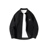 [Вельветовая рубашка] Черный (Tb Минималистский стиль Логотип с львом на груди)