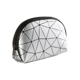 Ромб Узор ПУ (полиуретан) Макияж Сумка Полукруглая Серебряная 1 Упаковка
