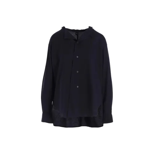 Yohji Yamamoto Y'S FW25 Тонкий хлопок Саржа Бахрома Ожерелье-чокер БЛОУЗА Рубашка Женская