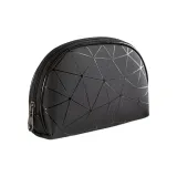 Ромб Узор ПУ (полиуретан) Косметичка Полукруглая Черная 1 Штука