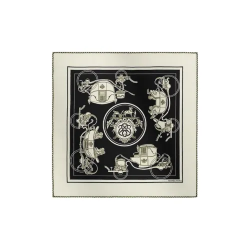 HERMES Ex Libris Кашемир Шелковые Шарфы Женские Белый Черный Хаки