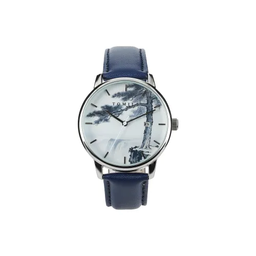 TOMILS Country Style Series Кварцевый механизм Коровья кожа Ремешок Часы Унисекс Синий циферблат