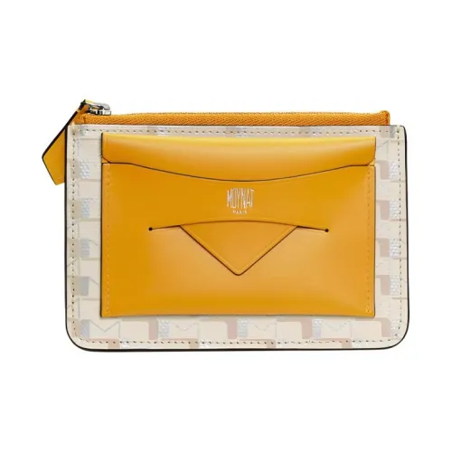 Moynat Холст и Кожа Кошелек для монет Маленький Женский Желтый Экрю