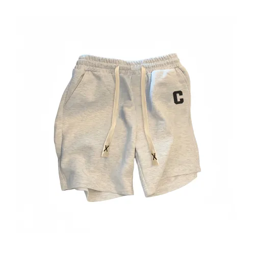 UYH Брюки длиной до бедра белые с серым принтом унисекс пижамные штаны