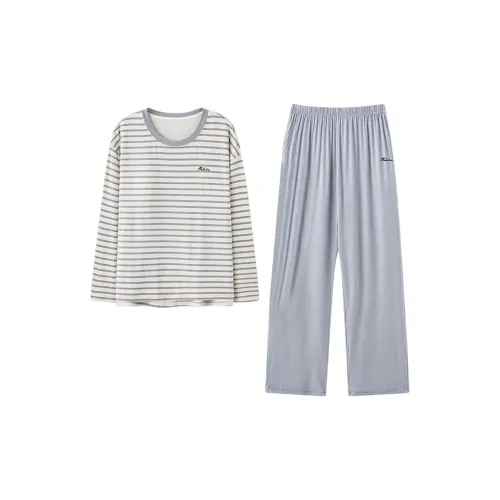Mulinsen [Длинный рукав Топ+Штаны] Серый Женские Пижамные Комплекты