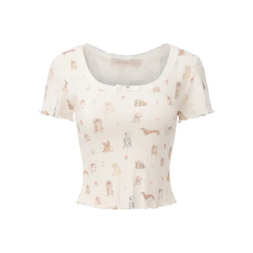 CHIWAWAMEME Экрю Женские T-рубашки