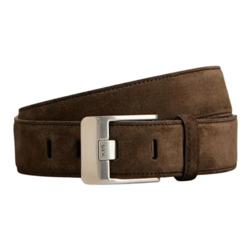 TOD'S Замша Кожаные ремни Унисекс Коричневый Ширина 3,5 см