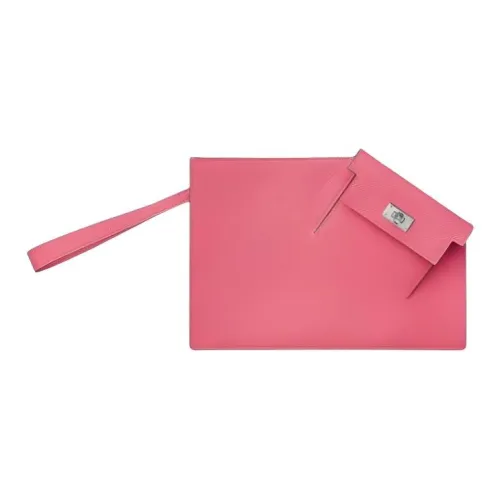 HERMES Kelly To Go Эпсомская кожа Клатч Женские 8W Розовый Azalee Новый Помада Пудра