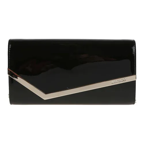 Jimmy Choo Телячья кожа Клатч Женские Черный Ярко-золотой