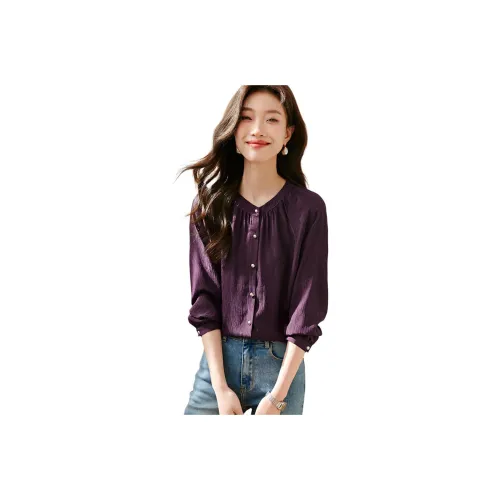 Mo Han Yi Mei Темно-красный фиолетовый женские рубашки