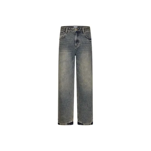 URBAN REVIVO Темно-серый синий мужской джинсы