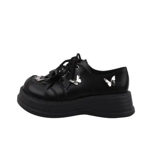 Wuji Круглый носок Платформа Маленькие Кожаные туфли Женские