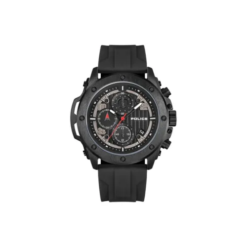 Police Мужские наручные часы Кварцевый механизм Силиконовый ремешок 50,4*51,3 мм Черный циферблат