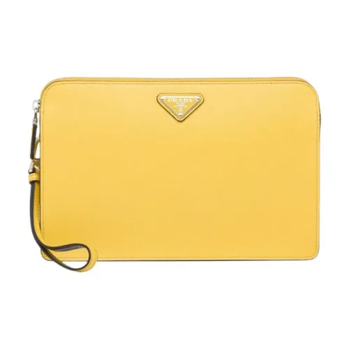 PRADA Saffiano кожа клатч мужской ярко-желтый