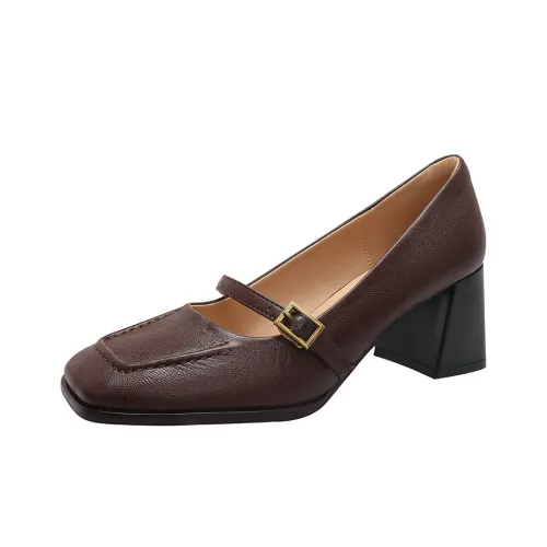 Varib Грубый каблук Мэри Джейн туфли 6 см женские