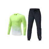 Комплект одежды [Неоново-зеленый топ + Королевско-синие штаны]