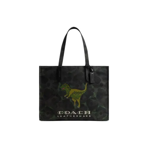 COACH Rexy Холст Тоут Сумка Сумка для покупок Сумка через плечо Большая Мужская Армейская Зеленая