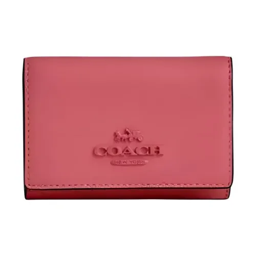 COACH Micro Телячья кожа Кошелек Мини Женский Яркий Коралловый
