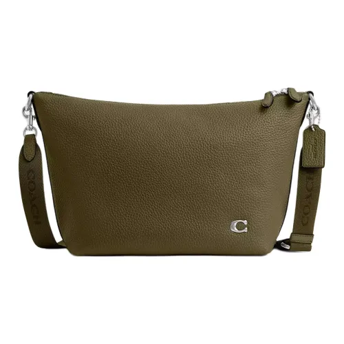 COACH Messenger Pebble Leather Messenger Bag Crossbody Bag Shoulder Bag Medium Men's Olive Green