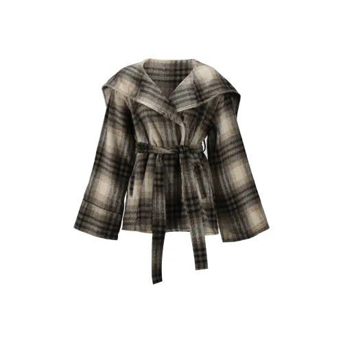 OYANXI Клетчатое Женское Пальто