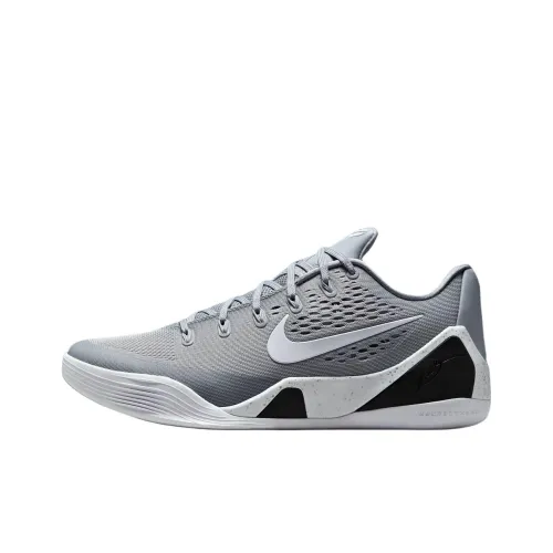 Nike Kobe 9 Slip Resistant Abrasion Resistant Низкие Баскетбольные Кроссовки Унисекс Серый Белый