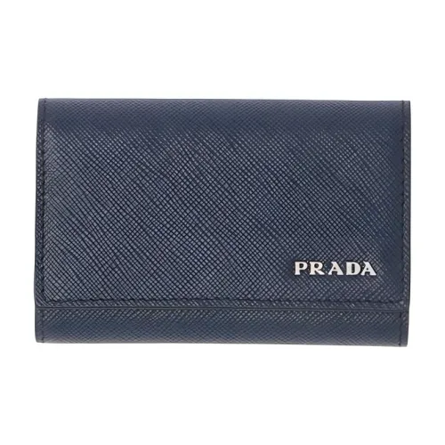 PRADA Saffiano Телячья кожа Key Pouch Мужской Морской синий и Светло-серый