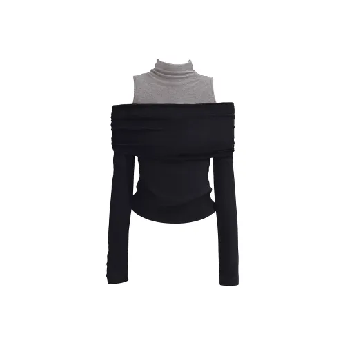 SIBAISHE Светло-серый и черный женские T-рубашки