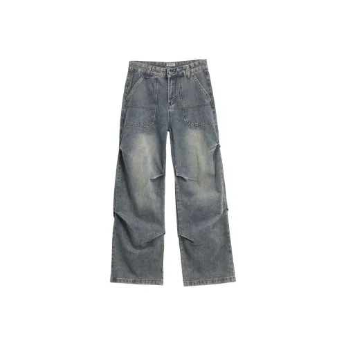 ENTONG Ностальгический синий унисекс джинсы