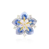 Снежинка Циркон Брошь - Синий
