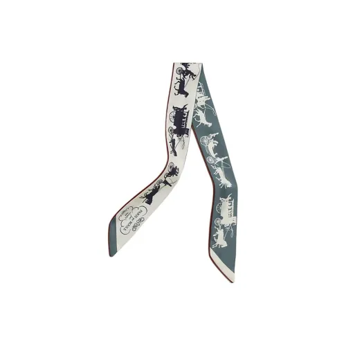 HERMES Шелковые шарфы Женские Белый Светло-зеленый Черный