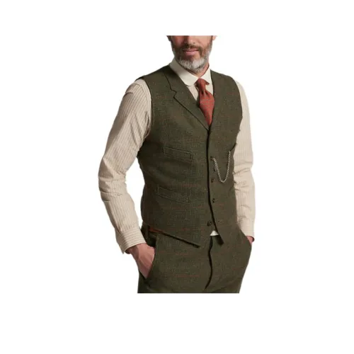 Double RL Оливковый Check Мужские Жилеты