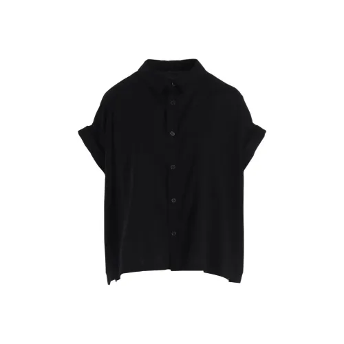 Yohji Yamamoto Y'S FW25 Тонкая хлопковая саржа Короткий рукав Блоуз Рубашка Женская