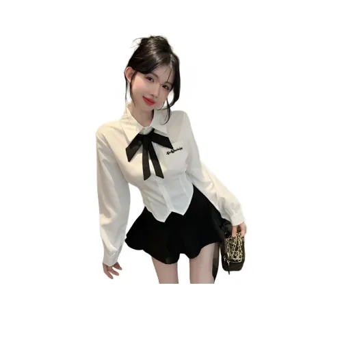 SNZX Одежда Комплект Белая Рубашка + Бесплатно Шарфы + Черная Пышная Юбка Женская Униформа