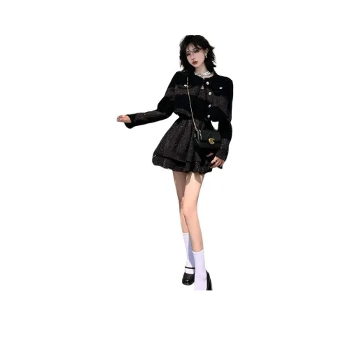 YINLEI Черный Двухкомпонентный Комплект Женские Юбка и Топ