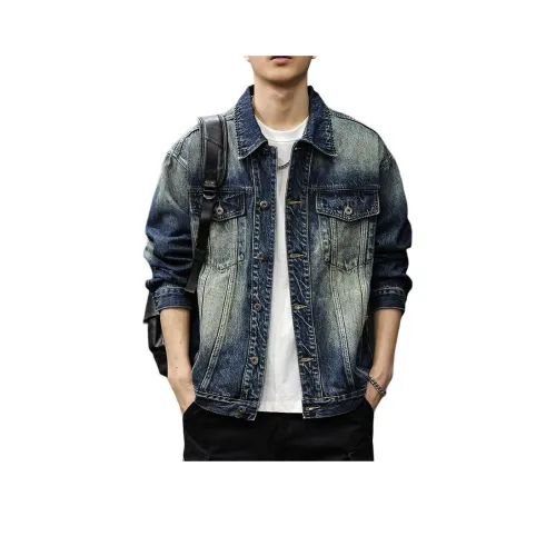 QIANJINNIU Сапфир Синий Мужской Джинсовые Куртки