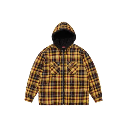 Supreme FW25 WEEK10 Линейная ZIP UP С капюшоном Фланелевая Рубашка Унисекс