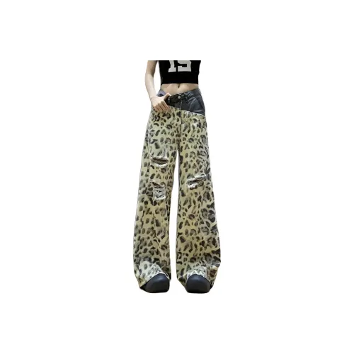 OMOIDAS Леопардовый принт Женские Джинсы