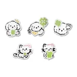 Серьги-гвоздики с дизайном четырехлистного клевера и милыми питомцами, комплект из 5 штук