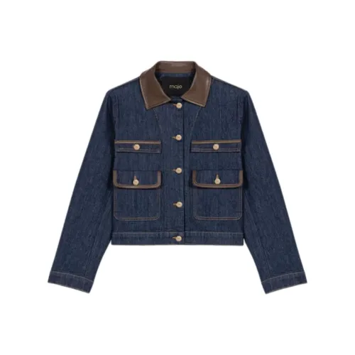 Maje Темно-синий женский джинсовые куртки