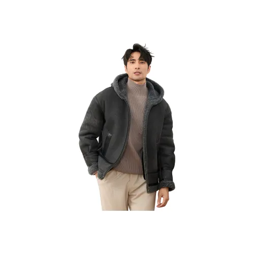 JIMU Необработанная шерсть Дубленка Мужской Натуральная кожа Зимний С капюшоном Утолщенный Мех Пальто Мужской