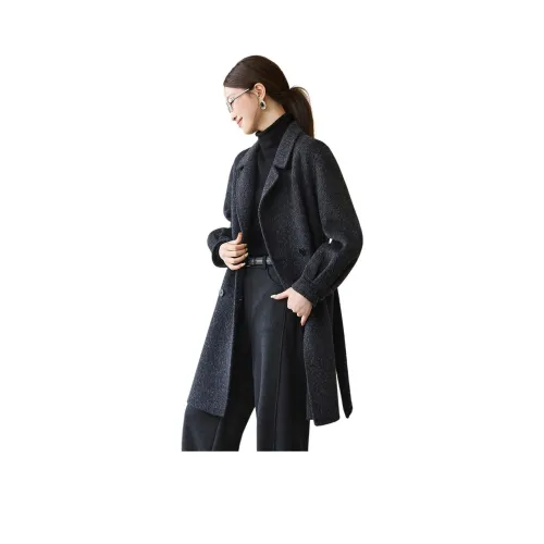 MOHANYIMEI Угольно-черное женское пальто