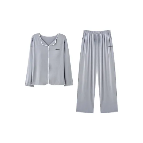 Mulinsen [Длинный рукав Топ+Штаны] Серый Женские Пижамные Комплекты