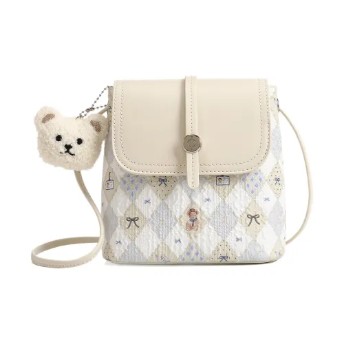 DIFFERENT FACES ПУ (полиуретан) Сумка через плечо Стандартная Женская Абрикосовая Белая