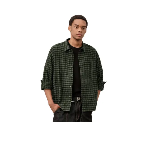 714STREET Темно-зеленая рубашка в клетку унисекс