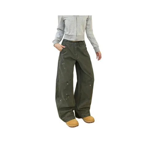 UNA RETA Армия Зеленый Унисекс Джинсы