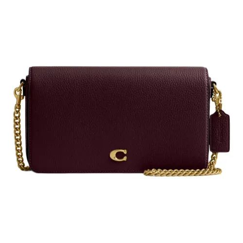 COACH Полированная галечная кожа с фирменным покрытием холст сумка через плечо маленькая сумка на плечо женский темно-красный